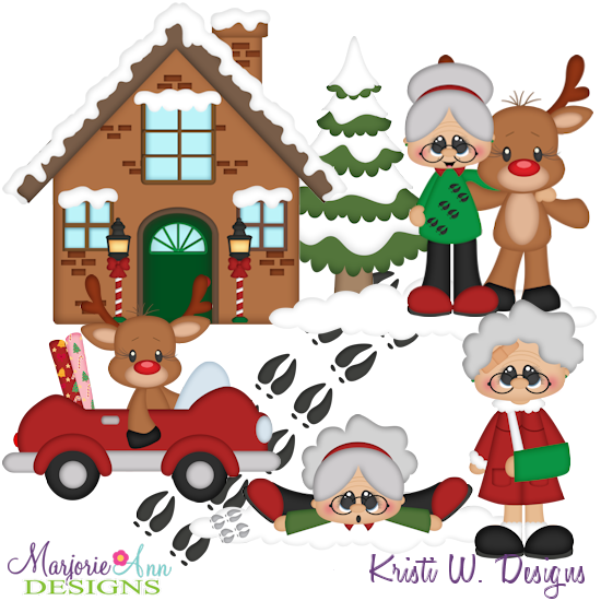 Grandma & The Reindeer Exclusive SVG Cutting Files + Clipart - Click Image to Close